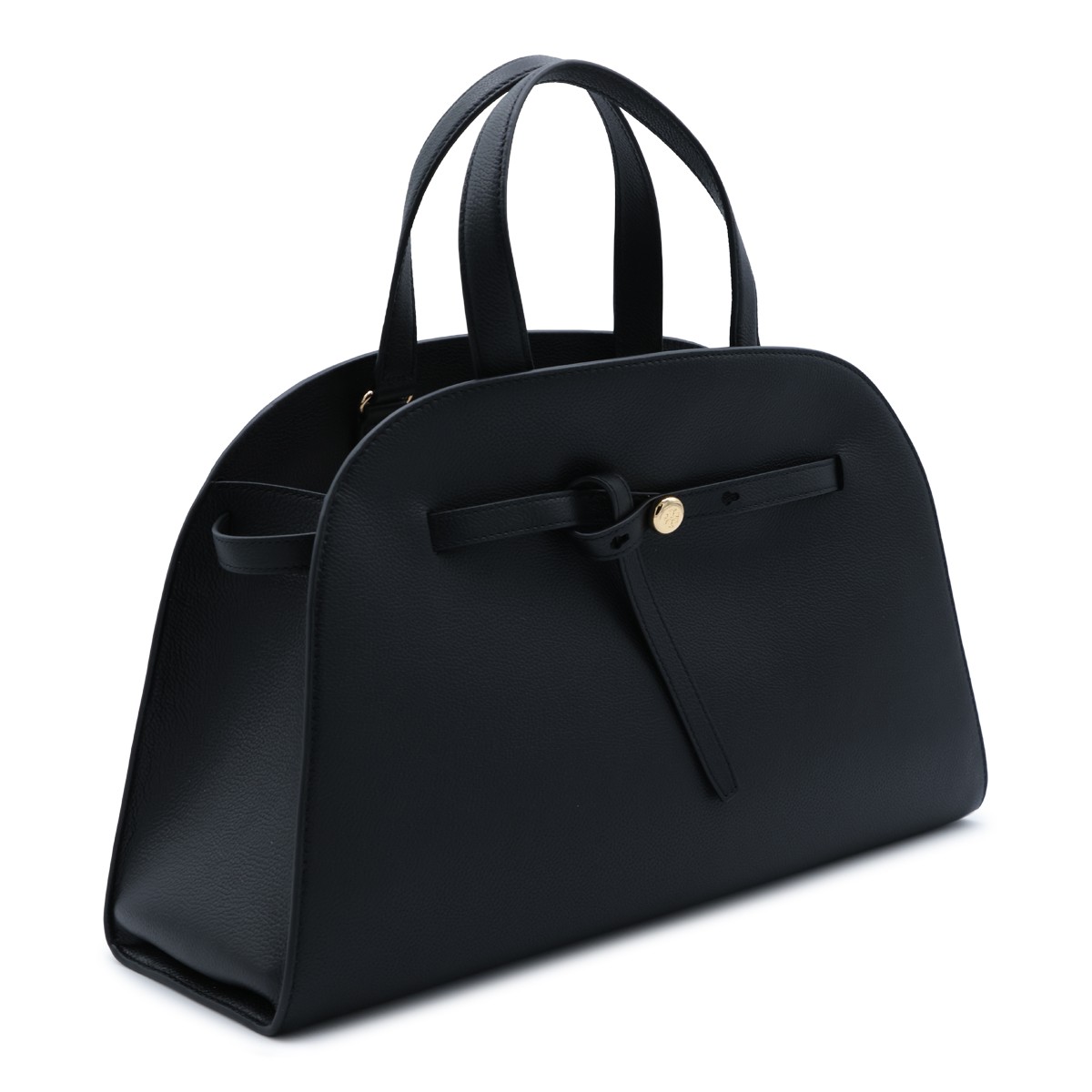 BLACK LEATHER ROMY TOP HANDLE BAG
