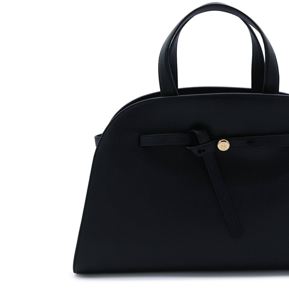 BLACK LEATHER ROMY TOP HANDLE BAG