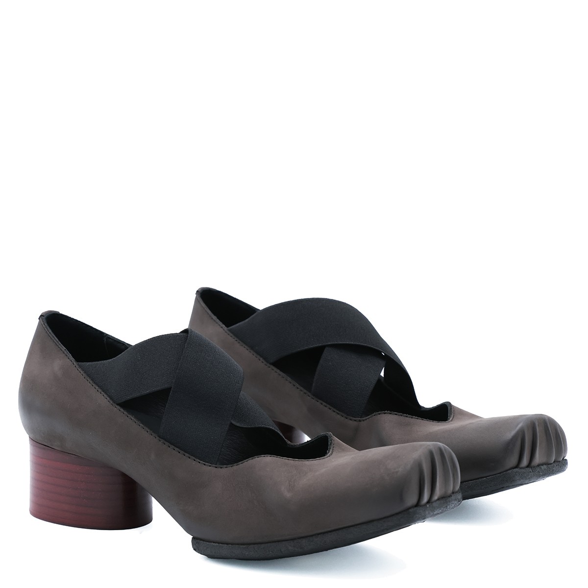 BROWN AND RED LEATHER HIGH BALLET SHOES