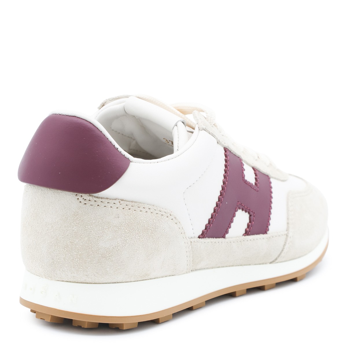 IVORY AND BORDEAUX LEATHER ATHLETIC...