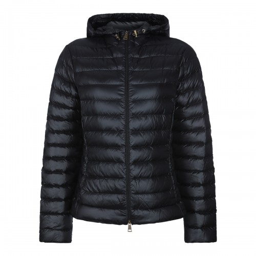 BLACK PUFFER IGELHOOD DOWN JACKET