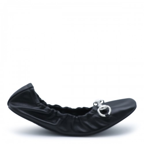 BLACK LEATHER FLATS