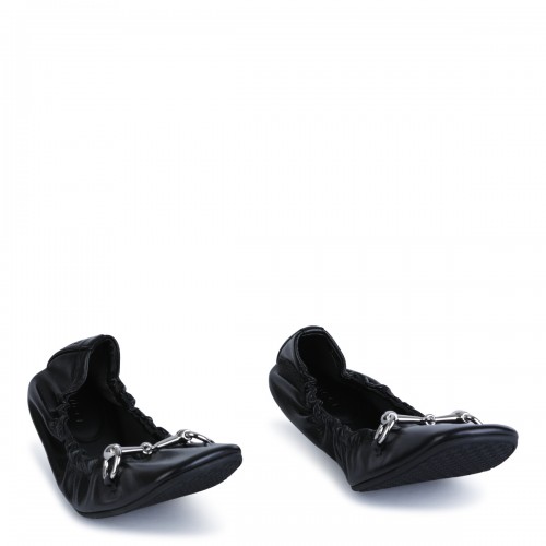 BLACK LEATHER FLATS