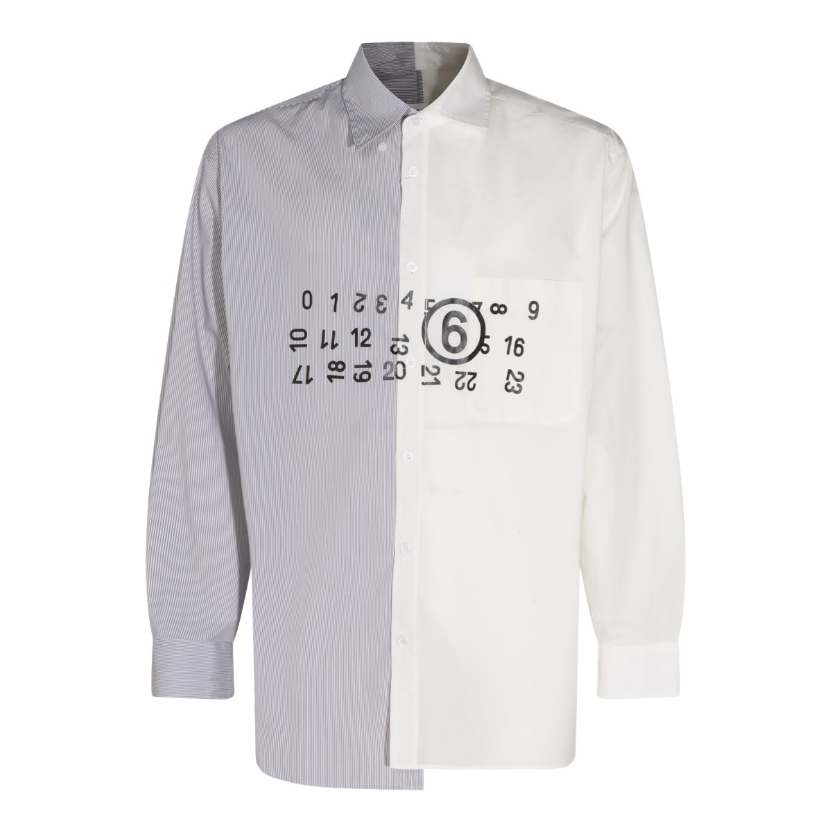 WHITE AND GREY COTTON SHIRT