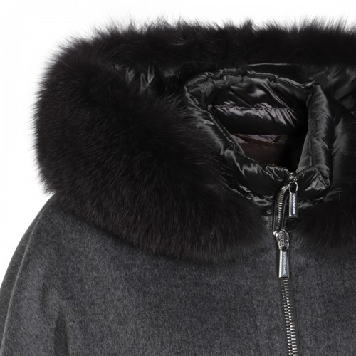 DARK GREY WOOL PEGASO DOWN JACKET