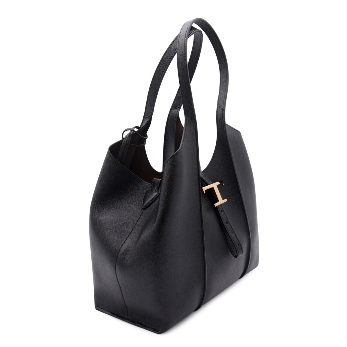 BLACK LEATHER T TIMELESS TOTE