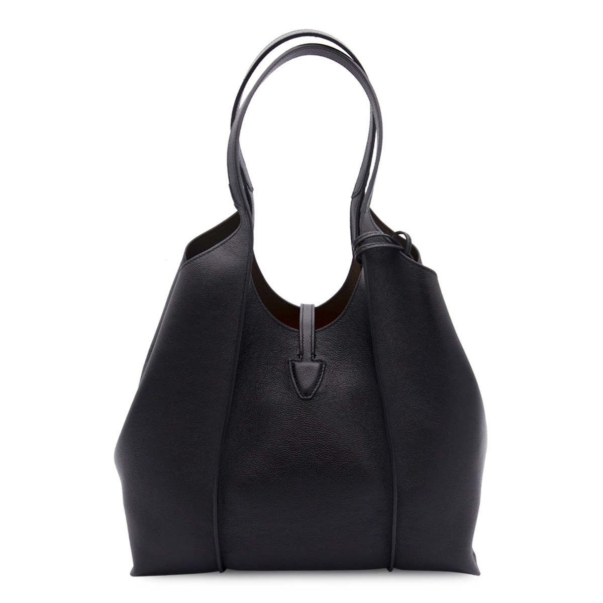 BLACK LEATHER T TIMELESS TOTE