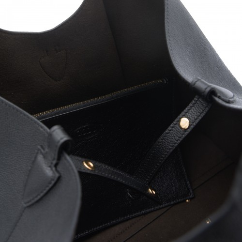 BLACK LEATHER T TIMELESS TOTE