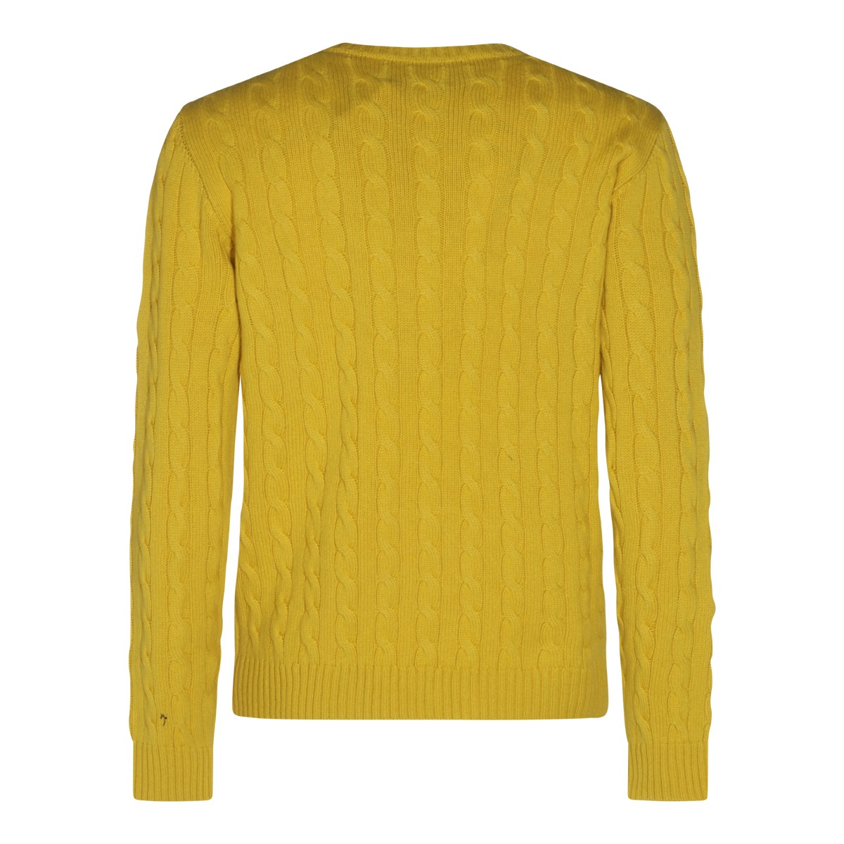 YELLOW CASHMERE LOGO SWEATER