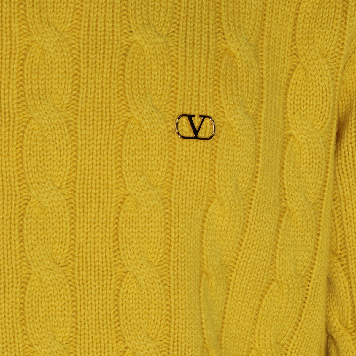 YELLOW CASHMERE LOGO SWEATER