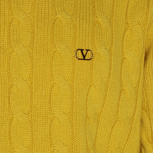 YELLOW CASHMERE LOGO SWEATER