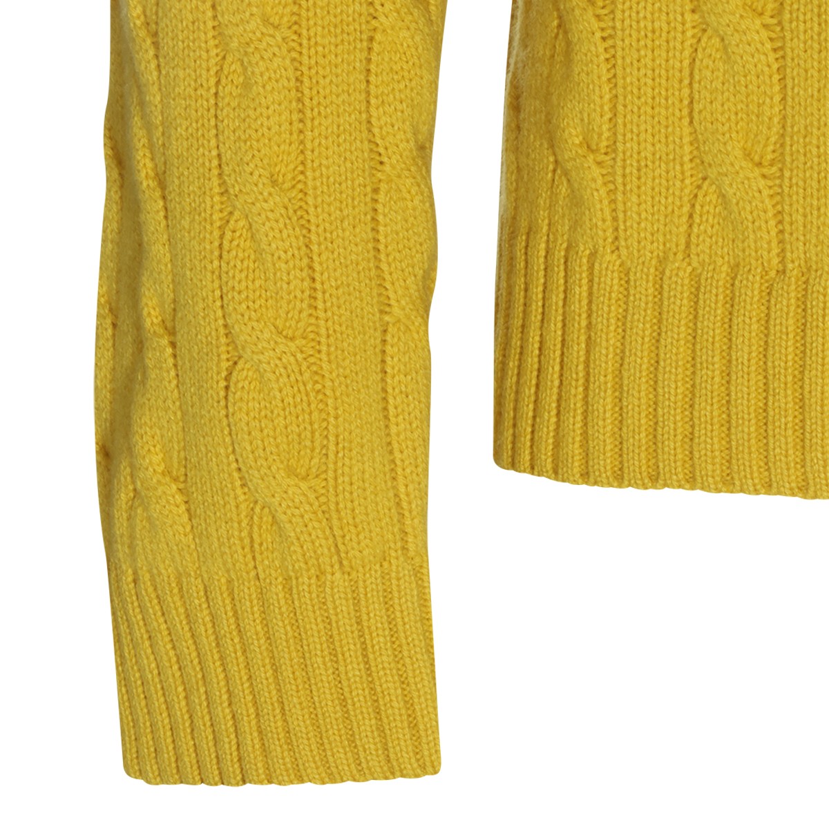 YELLOW CASHMERE LOGO SWEATER