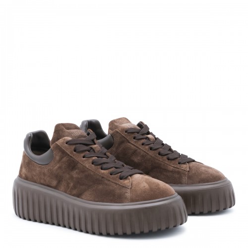 BROWN SUEDE H-STRIPES SNEAKERS