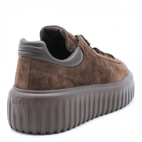 BROWN SUEDE H-STRIPES SNEAKERS