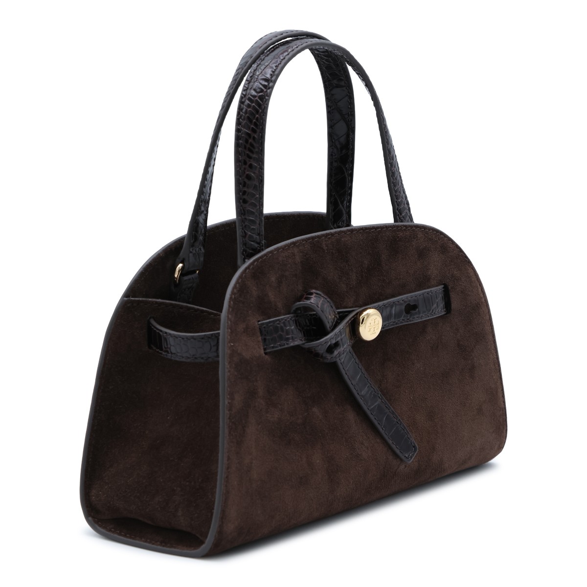 DARK BROWN LEATHER ROMY TOP HANDLE BAG