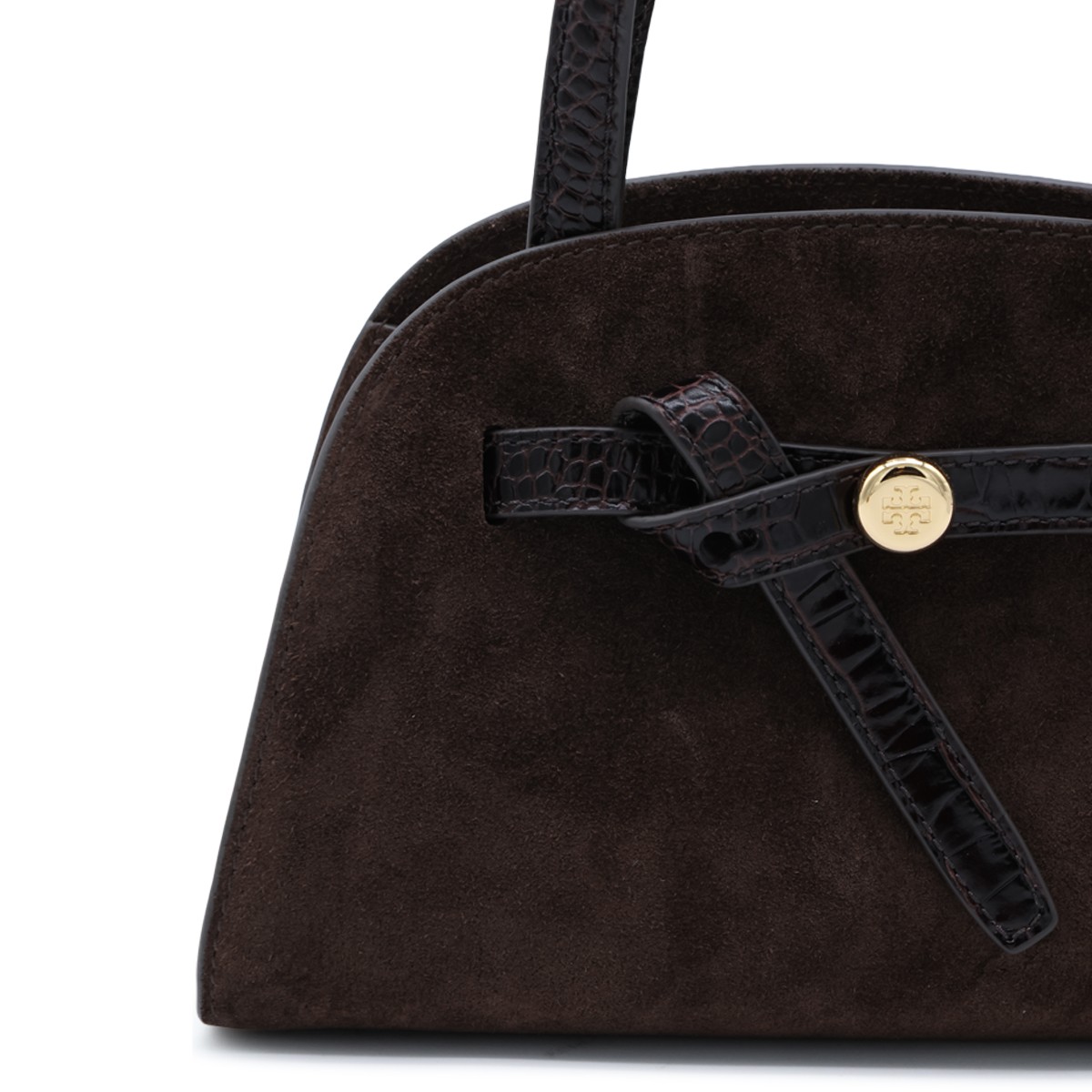 DARK BROWN LEATHER ROMY TOP HANDLE BAG
