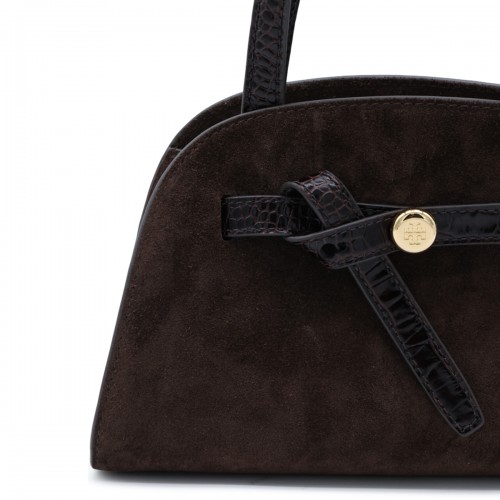 DARK BROWN LEATHER ROMY TOP HANDLE BAG