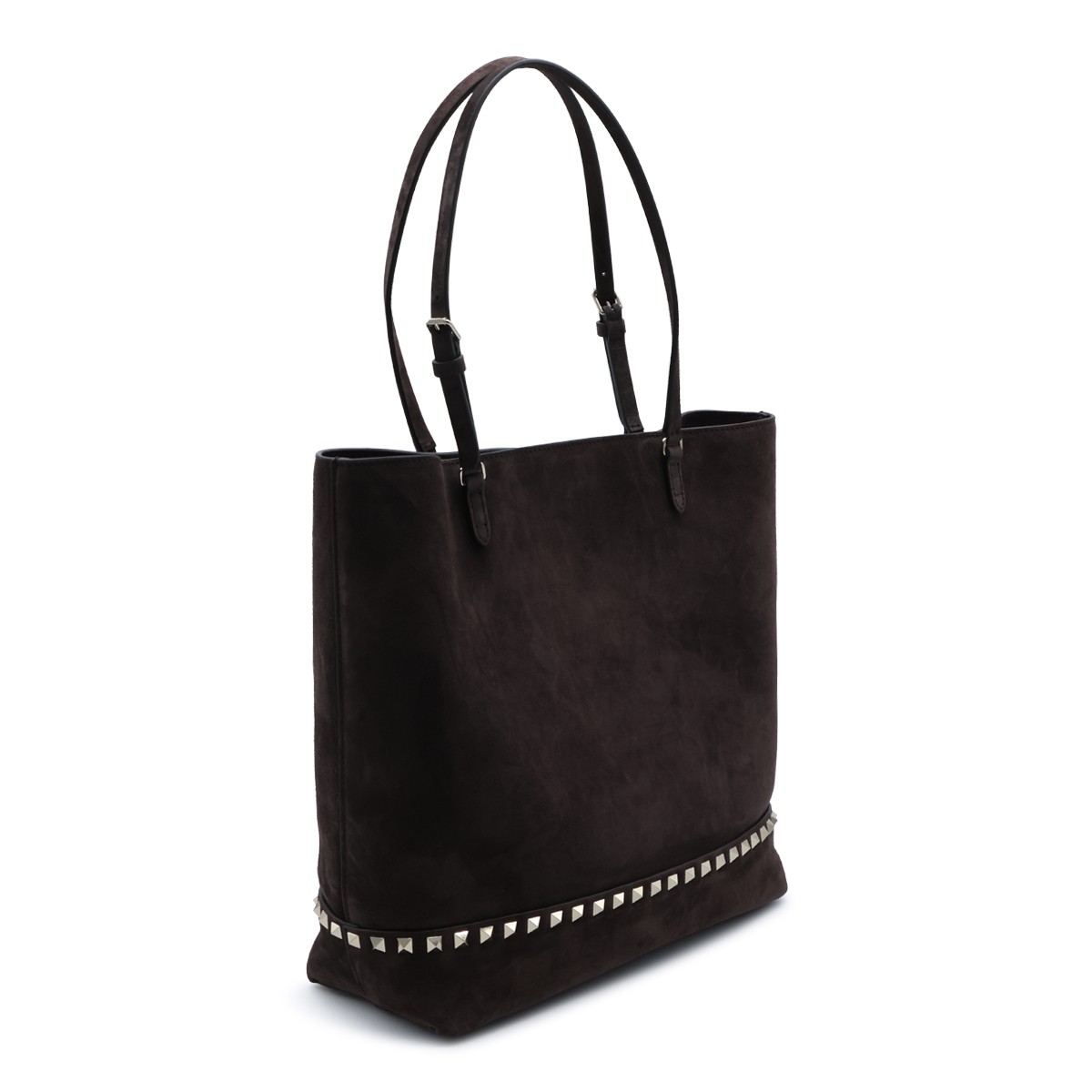 BROWN SUEDE ROCKSTUD TOTE