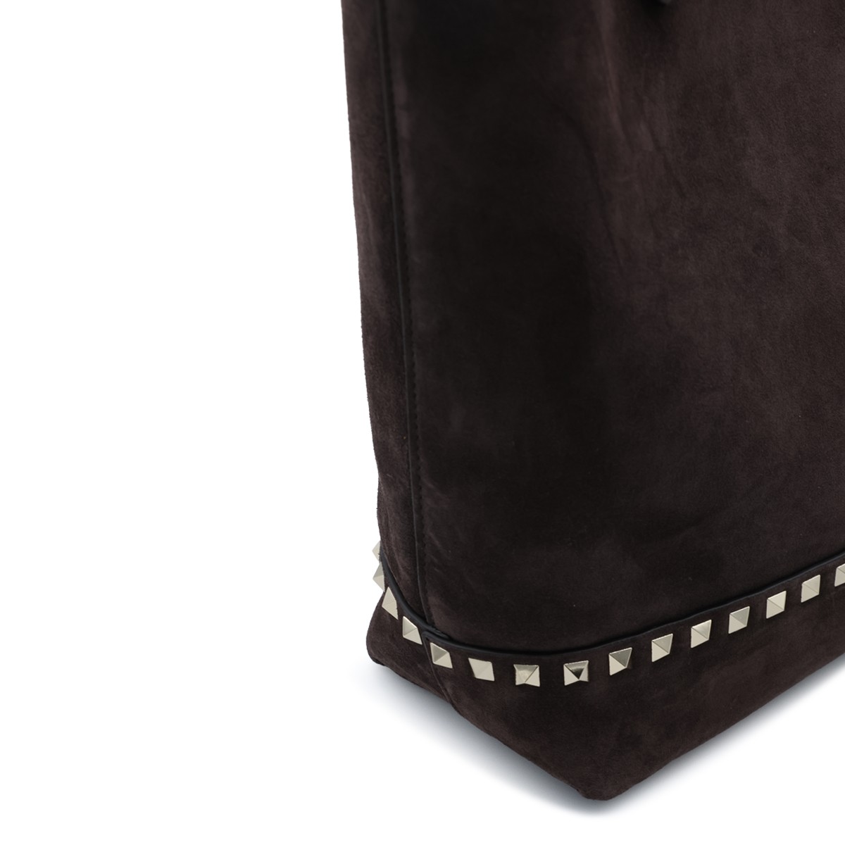 BROWN SUEDE ROCKSTUD TOTE
