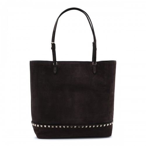 BROWN SUEDE ROCKSTUD TOTE