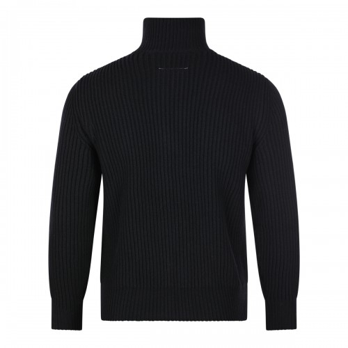 BLACK WOOL SPORTS SWEATER