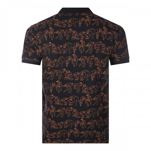 BLACK AND ORANGE COTTON CALSSIC POLO SHIRT