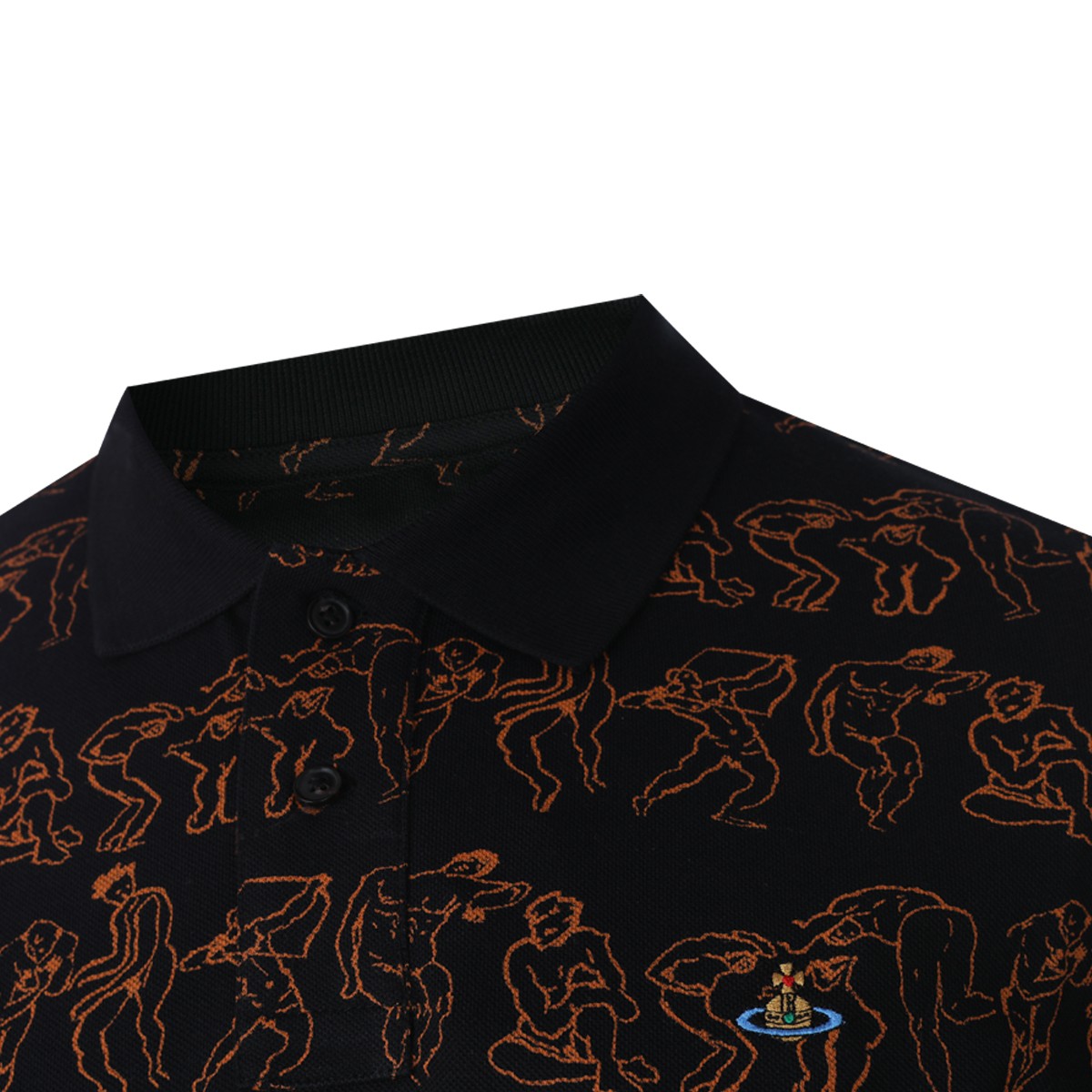 BLACK AND ORANGE COTTON CALSSIC POLO...