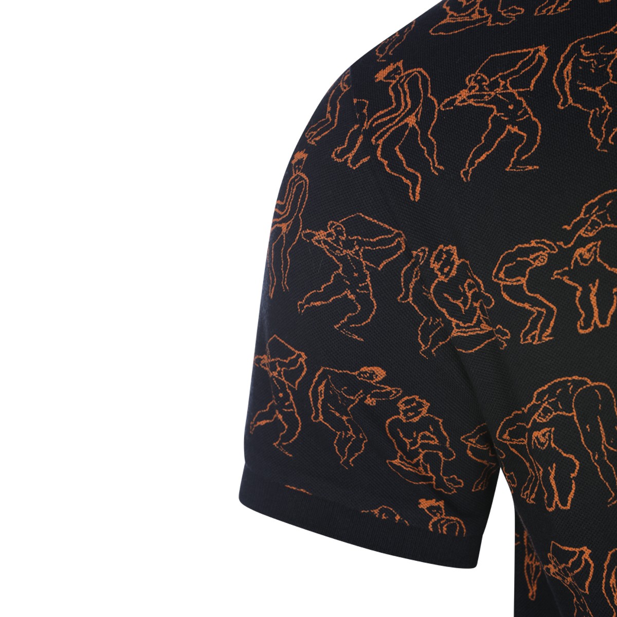 BLACK AND ORANGE COTTON CALSSIC POLO...