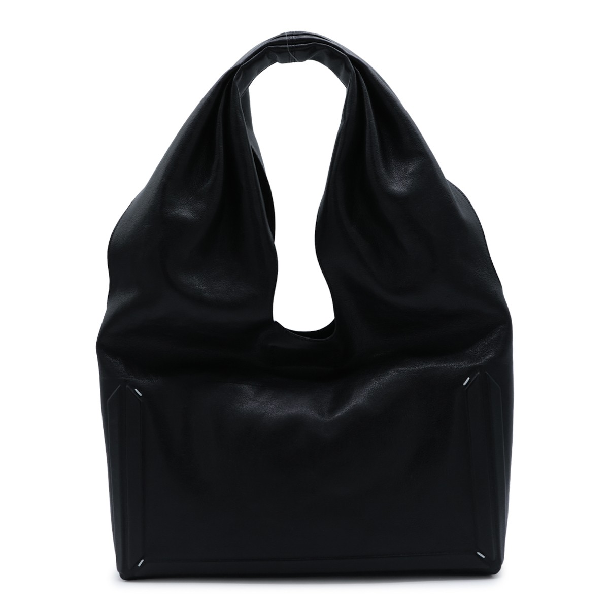 BLACK LEATHER BOX BAG MEDIUM SHOULDER...