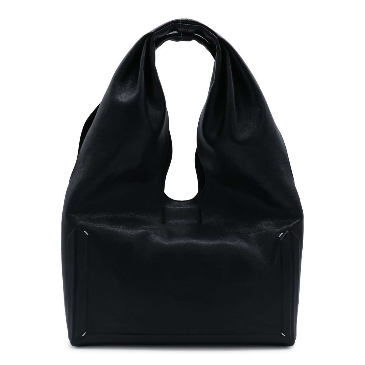 BLACK LEATHER BOX BAG MEDIUM SHOULDER...