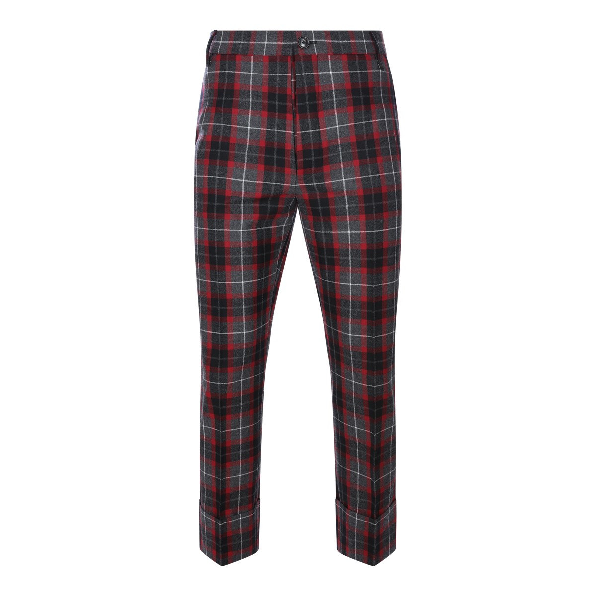 CHARCOAL AND RED VIRGIN WOOL STRETCH...