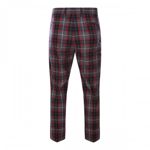CHARCOAL AND RED VIRGIN WOOL STRETCH GEORGE TURNUP PANTS