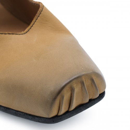 MUSTARD LEATHER BALLET FLATS