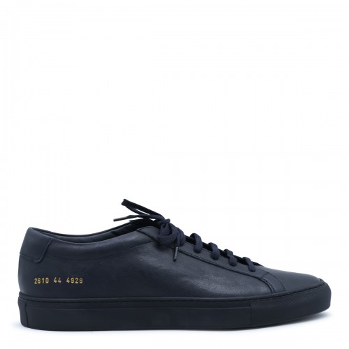 NAVY LEATHER ACHILLES...