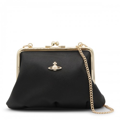 BLACK LEATHER TOP HANDLE BAG