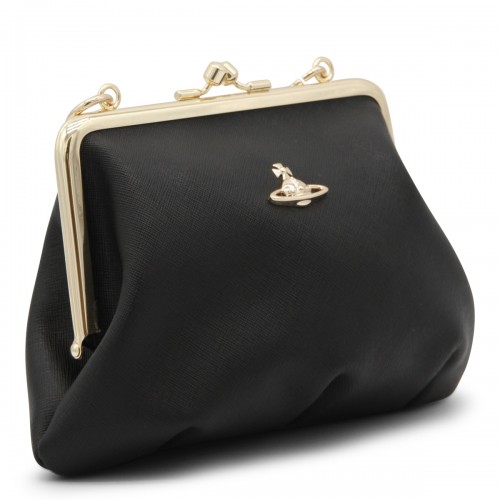BLACK LEATHER TOP HANDLE BAG
