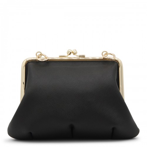 BLACK LEATHER TOP HANDLE BAG