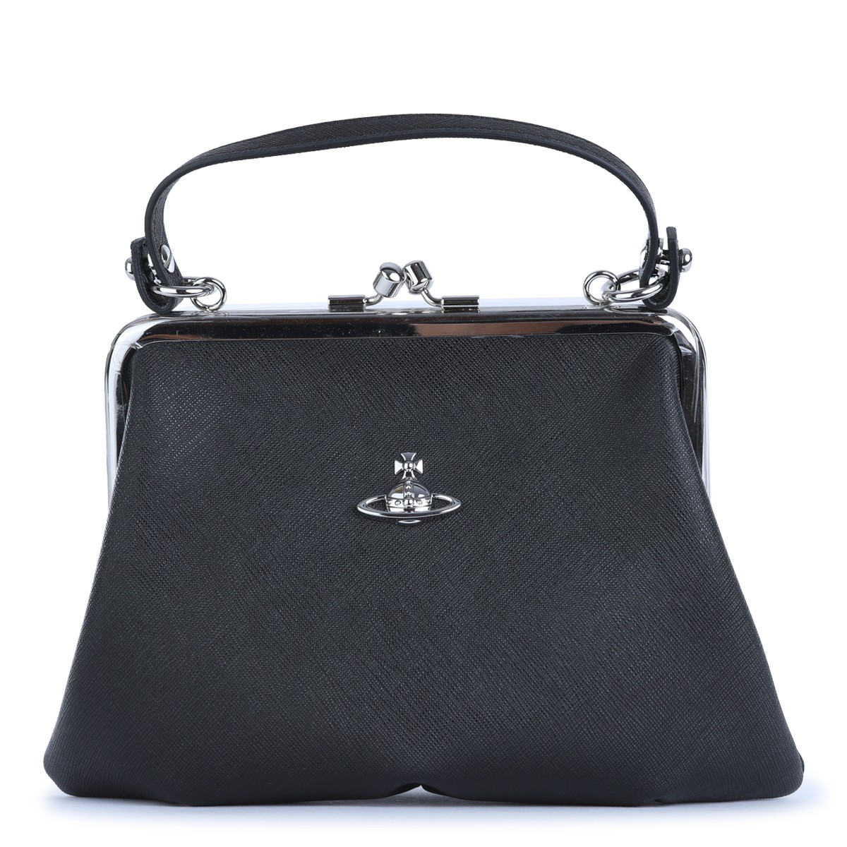 BLACK LEATHER GRANNY FRAME TOP HANDLE...