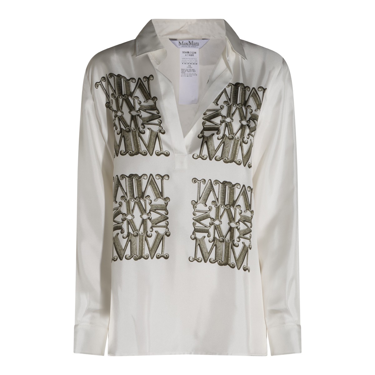 WHITE AND KHAKI SILK FILTRO SHIRT