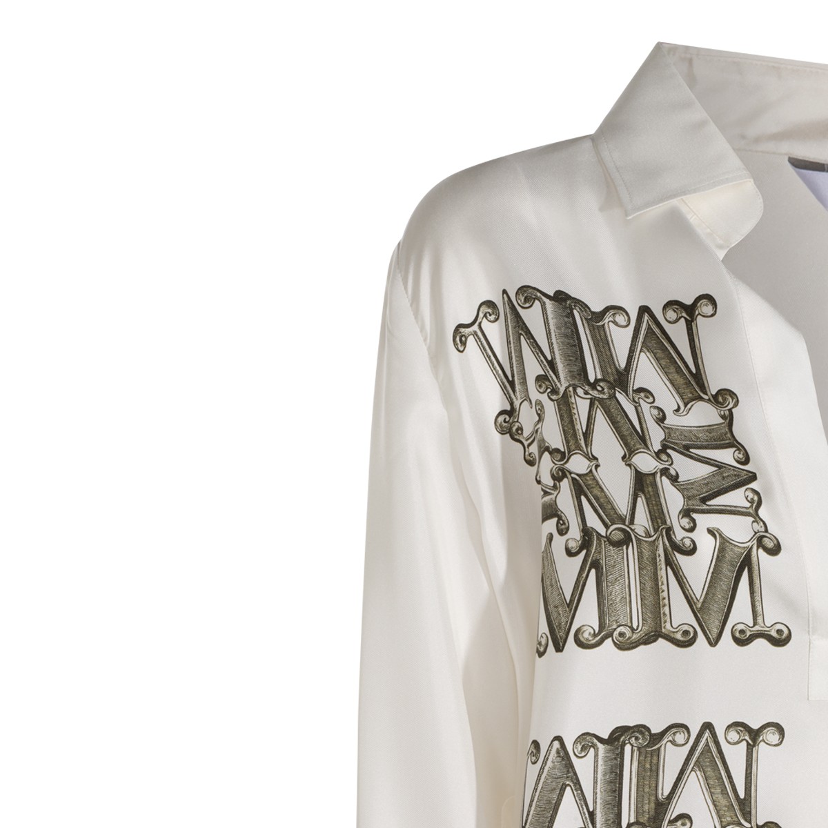 WHITE AND KHAKI SILK FILTRO SHIRT