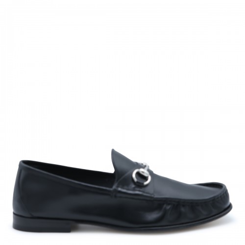 BLACK LEATHER HORSEBIT LOAFERS