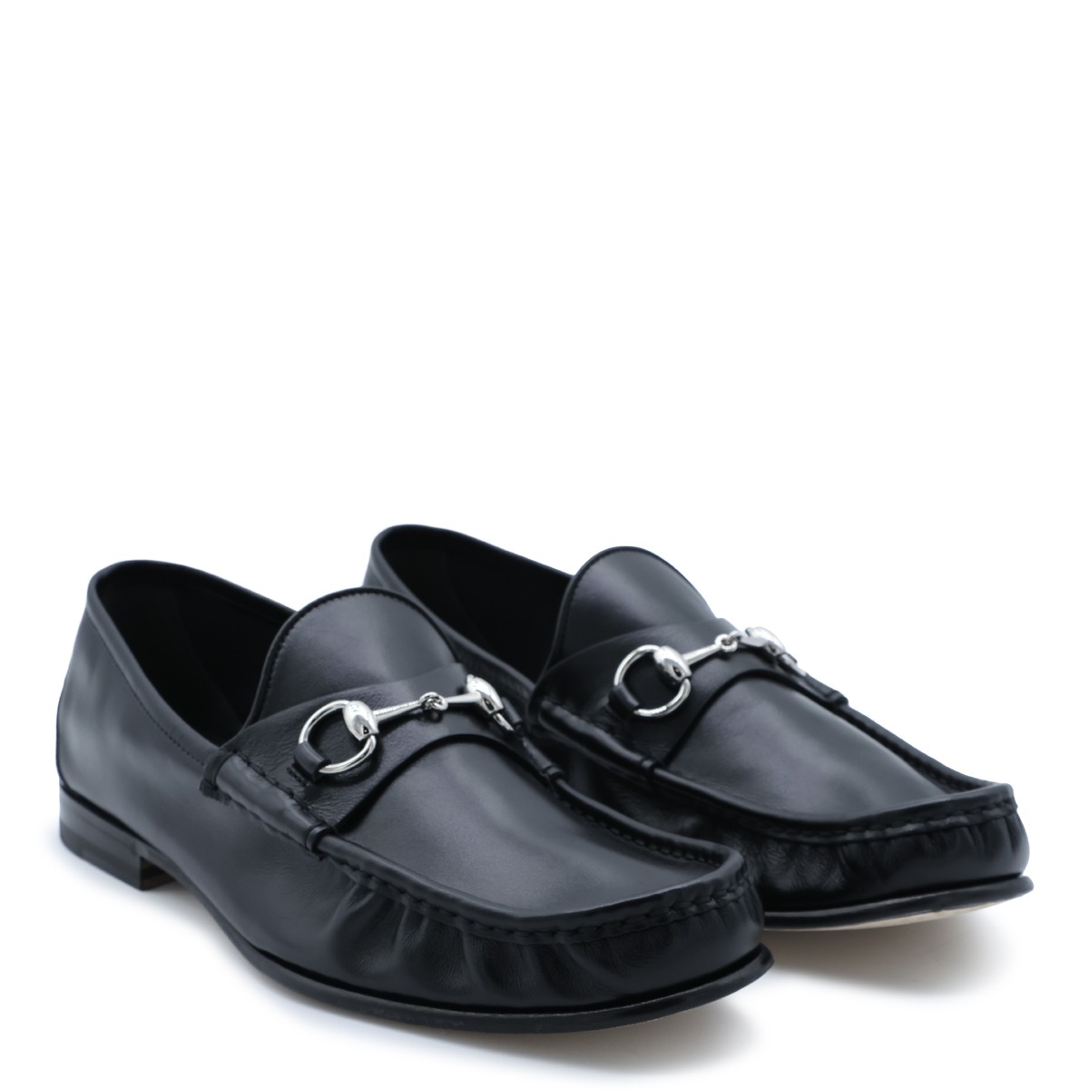 BLACK LEATHER HORSEBIT LOAFERS