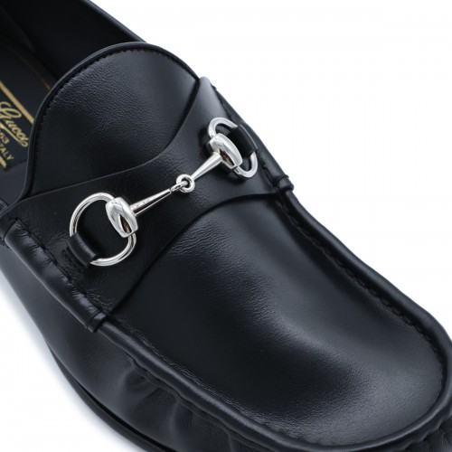 BLACK LEATHER HORSEBIT LOAFERS