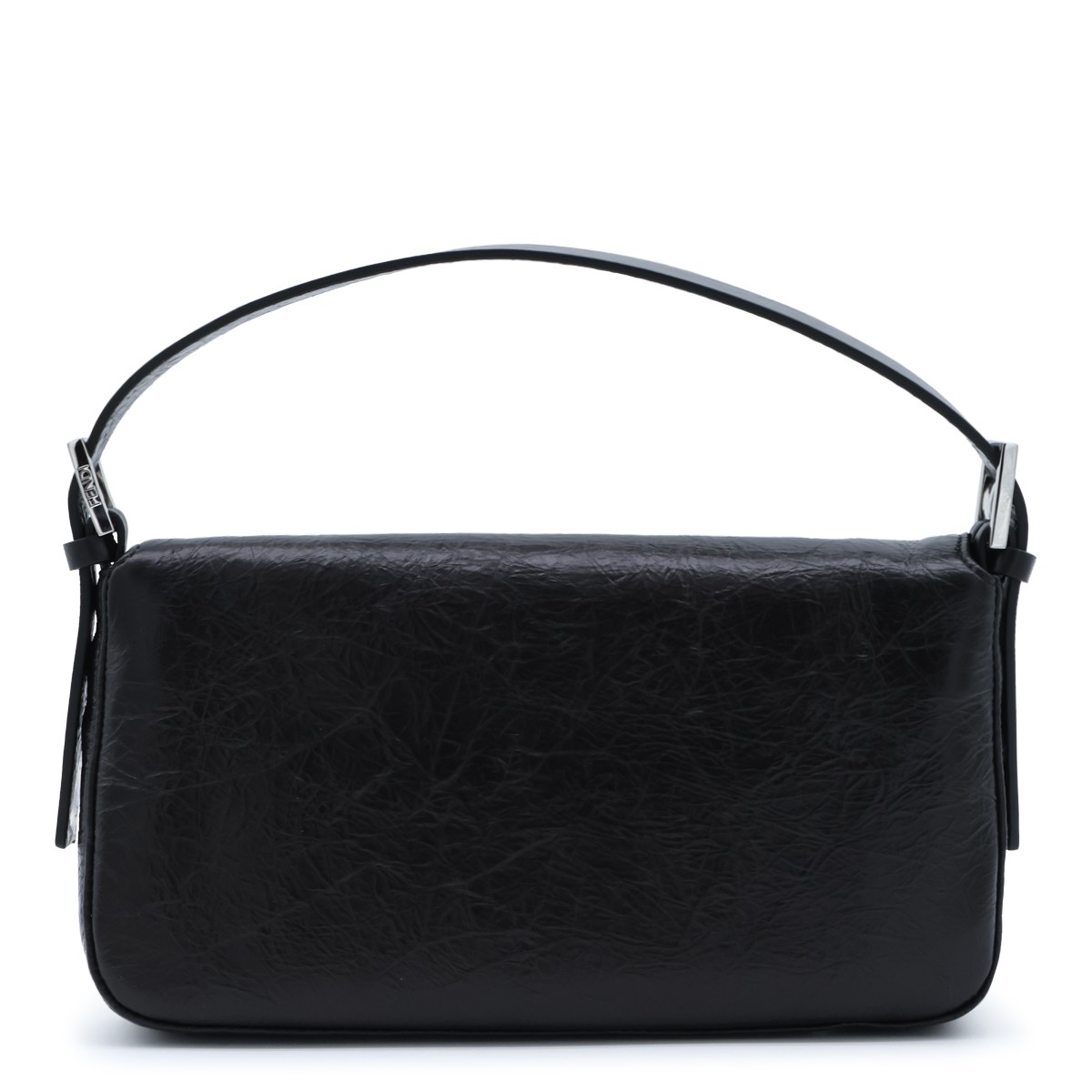BLACK LEATHER BAGUETTE SHOULDER BAG