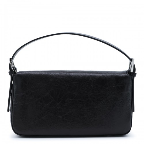 BLACK LEATHER BAGUETTE SHOULDER BAG