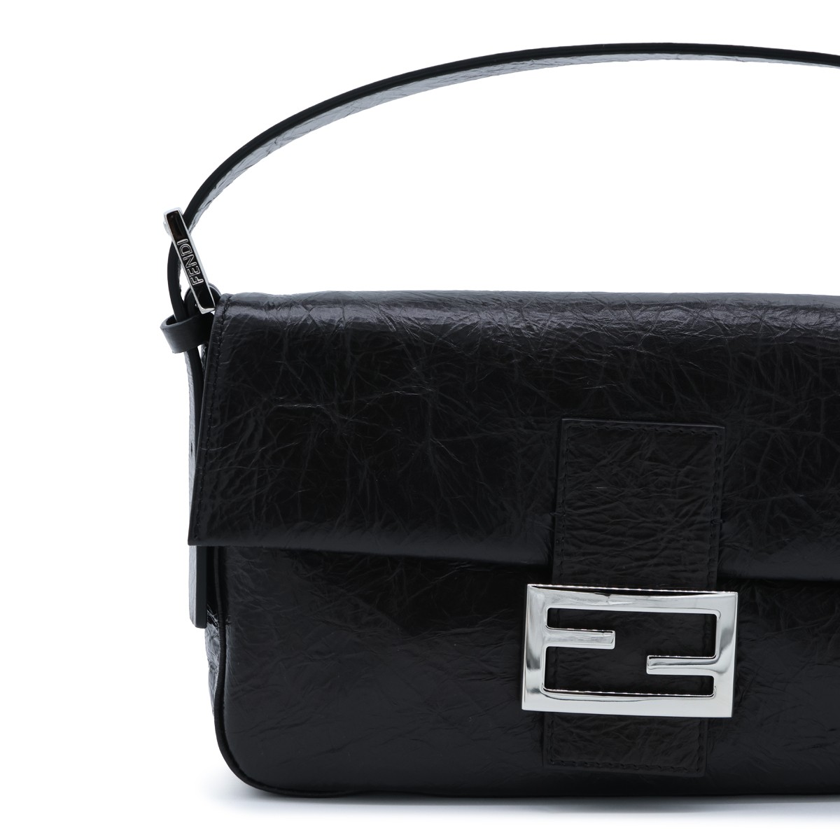 BLACK LEATHER BAGUETTE SHOULDER BAG