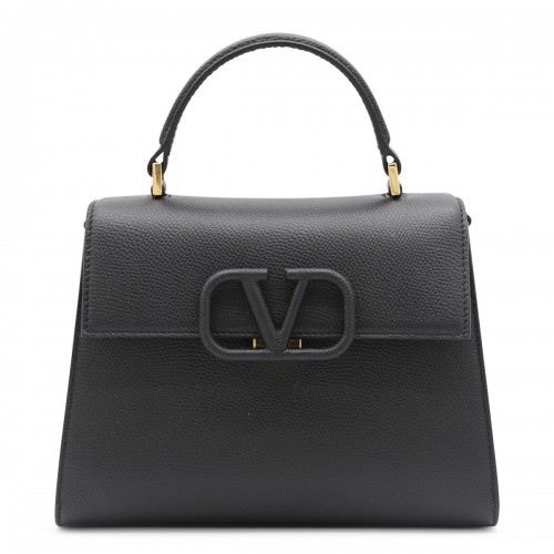 BLACK LEATHER VLOGO TOP...