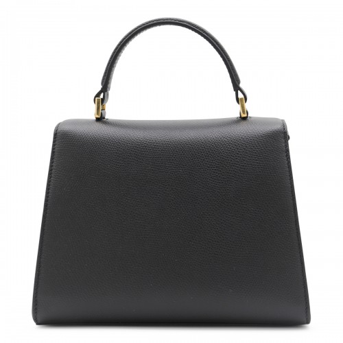 BLACK LEATHER VLOGO TOP HANDLE BAG