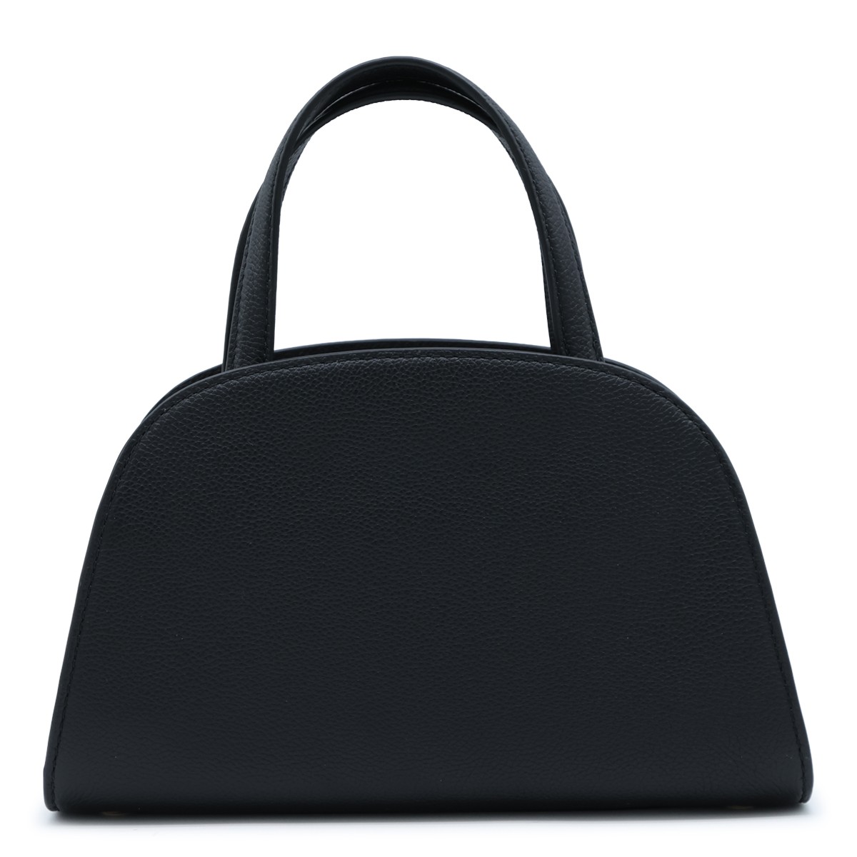 BLACK LEATHER TOP HANDLE BAG