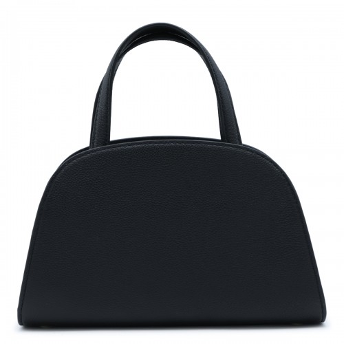 BLACK LEATHER TOP HANDLE BAG
